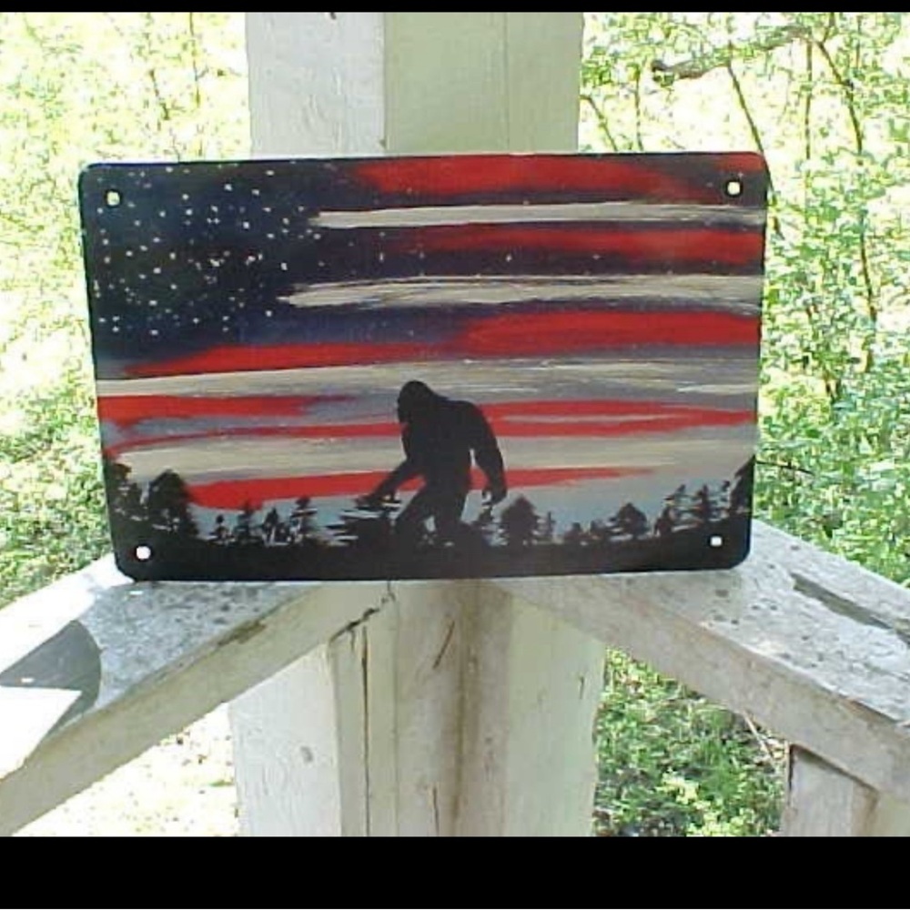 American Flag SASQUATCH BIGFOOT Silhouette Metal Sign NEW